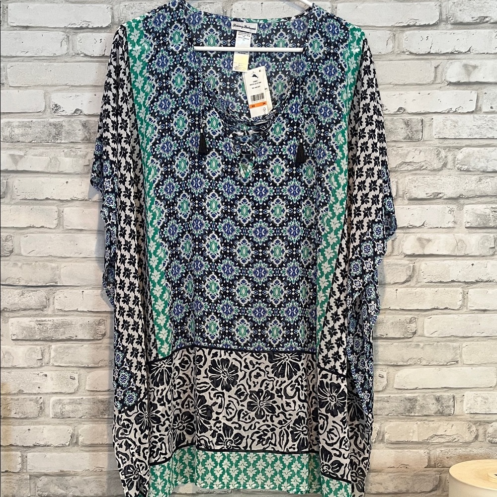 Tommy Bahama Blue and Green Patterned Tunic new beach cover summer casual